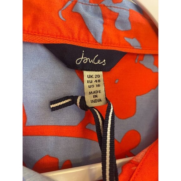 NWT Joules Red & Blue Floral Midi Button-Down Dress With 3/4 Sleeves Size 16 - Picture 2 of 8